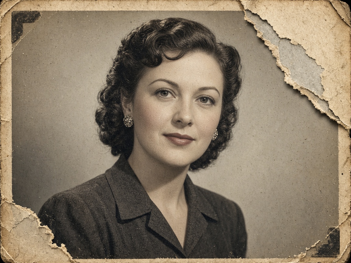 Portrait with a torn-off corner.