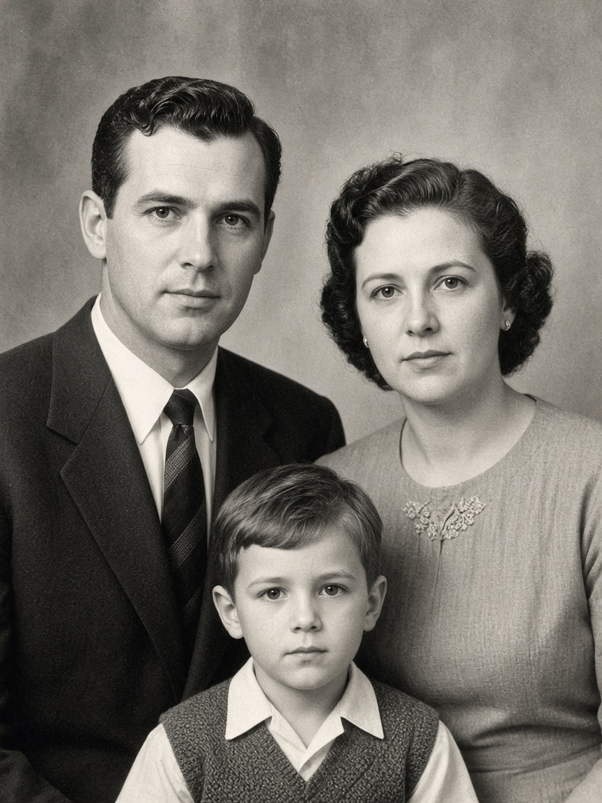 After: the same portrait with the tear repaired.